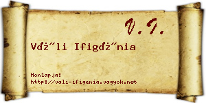 Váli Ifigénia névjegykártya